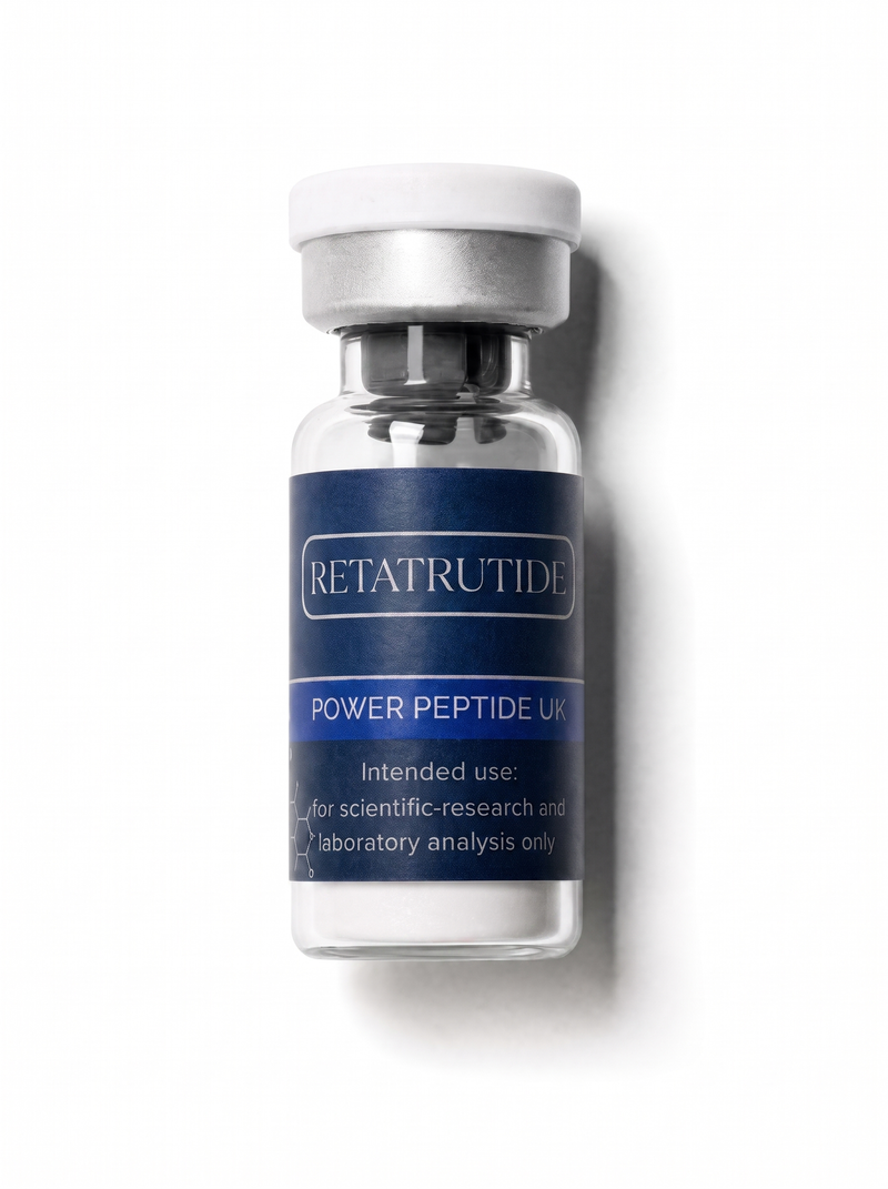 Retatrutide vial - Power Peptide UK - for scientific research and laboratory analysis only